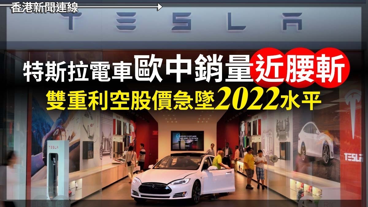 特斯拉電車歐中銷量近腰斬 雙重利空股價急墜2022水平